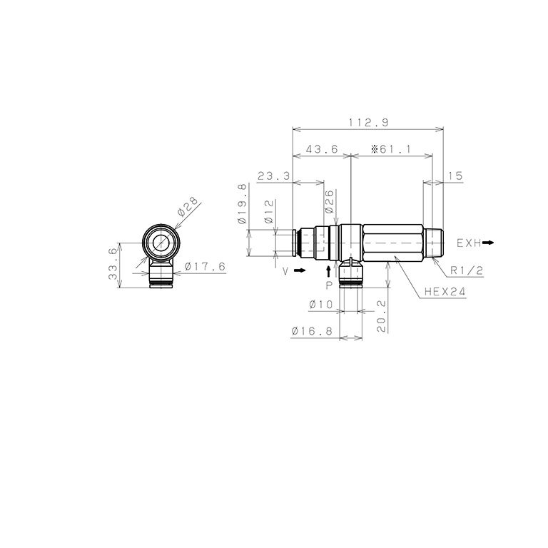 Bộ Tạo Chân Không Dòng VRL Pisco VRL200-121004_drawing