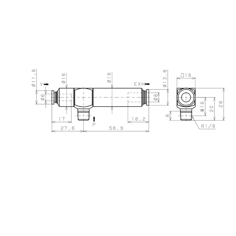 Bộ Tạo Chân Không Dòng VRL Pisco VRL50-060108_drawing