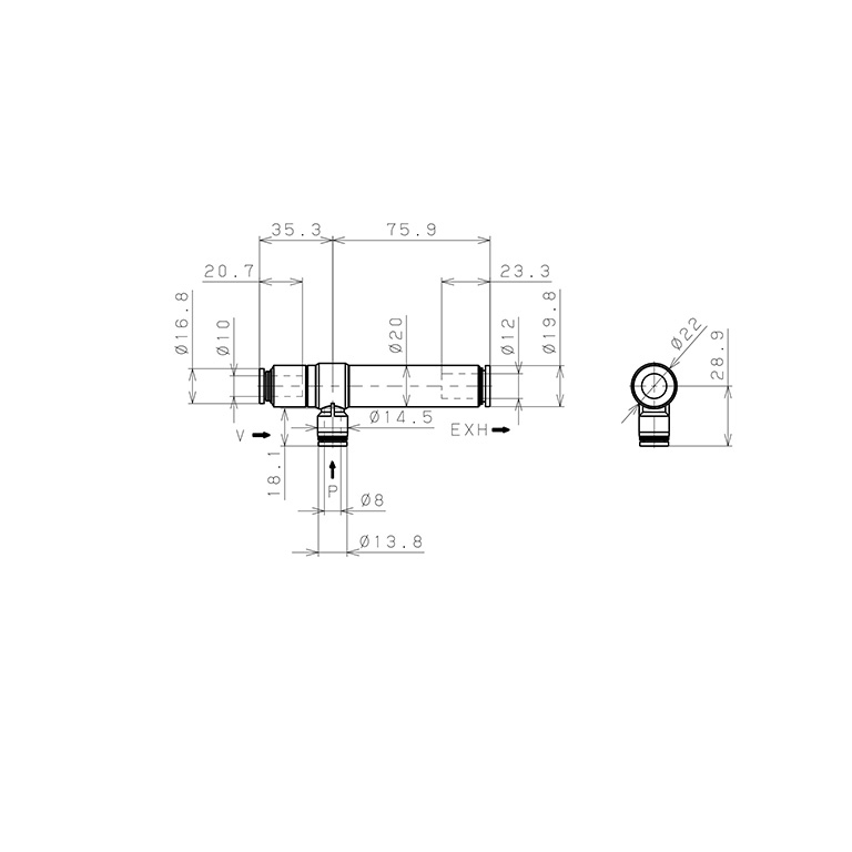 Bộ Tạo Chân Không Dòng VRL Pisco VRL100-100812_drawing