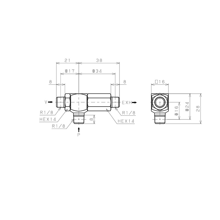 Bộ Tạo Chân Không Dòng VRL Pisco VRL50-010101_drawing