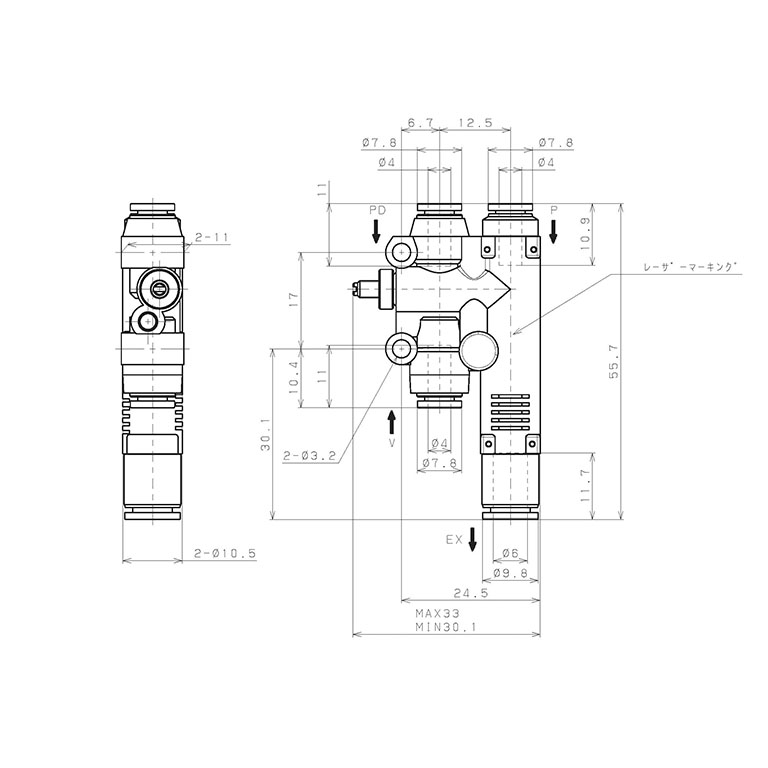 Bộ Tạo Chân Không Dòng VY Pisco VYL05-444J_drawing