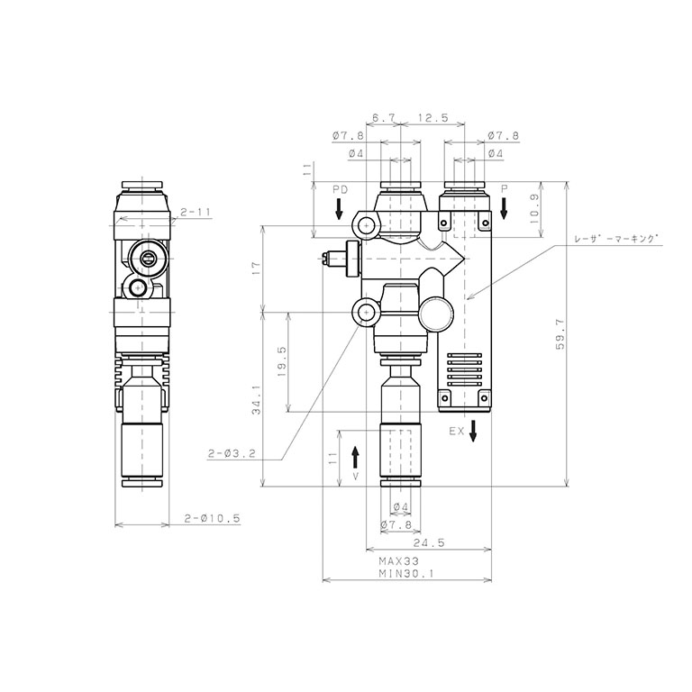 Bộ Tạo Chân Không Dòng VY Pisco VYE07-444F_drawing