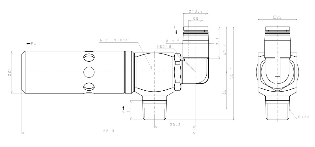 Bộ Tạo Chân Không Dòng VM - VC Pisco VCH20-028L_drawing