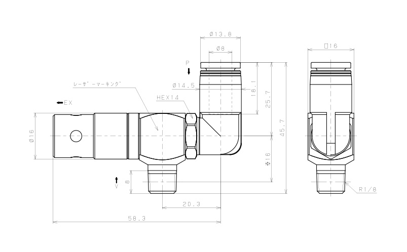 Bộ Tạo Chân Không Dòng VM - VC Pisco VCH12-018L_drawing