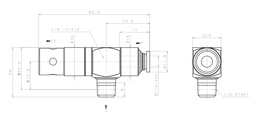 Bộ Tạo Chân Không Dòng VM - VC Pisco VCE12-N1-1/4C_drawing