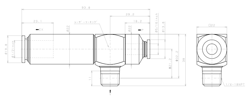 Bộ Tạo Chân Không Dòng VM - VC Pisco VCE20-N2-5/16CJ_drawing