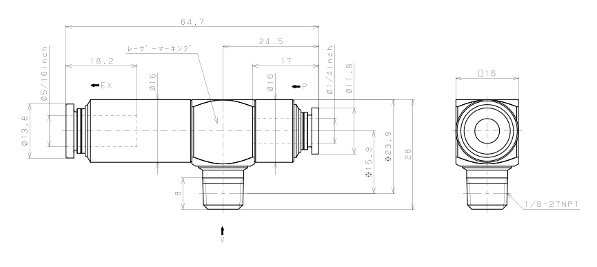 Bộ Tạo Chân Không Dòng VM - VC Pisco VCE07-N1-1/4CJ_drawing