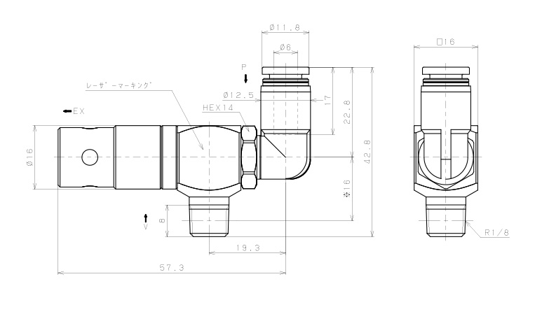 Bộ Tạo Chân Không Dòng VM - VC Pisco VCH12-016L_drawing