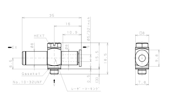 Bộ Tạo Chân Không Dòng VM - VC Pisco VCL05-U10-5/32U_drawing