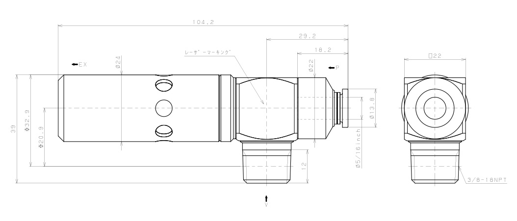 Bộ Tạo Chân Không Dòng VM - VC Pisco VCH15-N3-5/16C_drawing