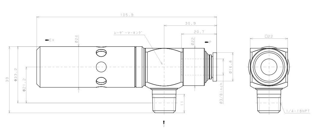 Bộ Tạo Chân Không Dòng VM - VC Pisco VCH20-N2-3/8C_drawing