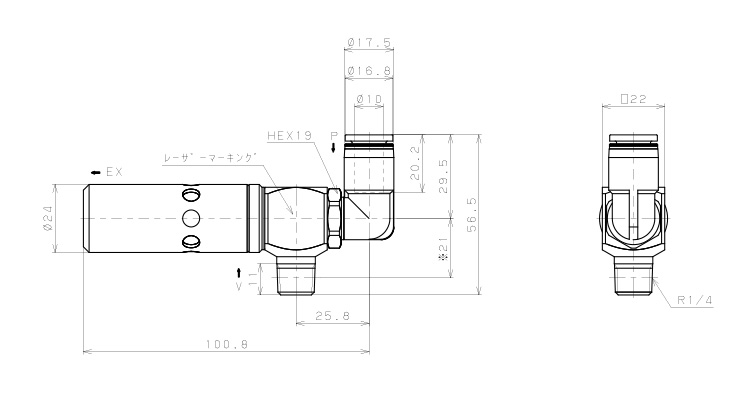 Bộ Tạo Chân Không Dòng VM - VC Pisco VCH15-0210L_drawing