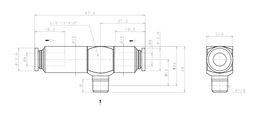 Bộ Tạo Chân Không Dòng VM - VC Pisco VCH10-018CJ_drawing