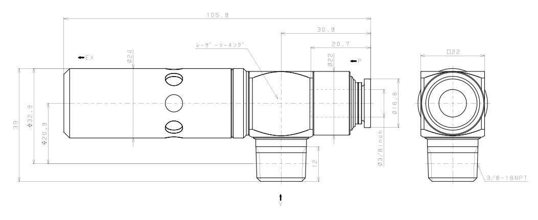 Bộ Tạo Chân Không Dòng VM - VC Pisco VCL15-N3-3/8C_drawing
