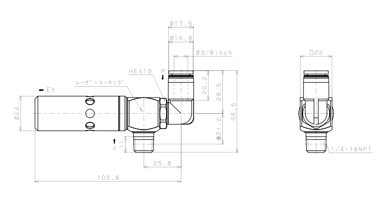 Bộ Tạo Chân Không Dòng VM - VC Pisco VCE15-N2-3/8L_drawing