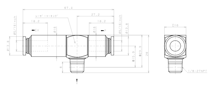 Bộ Tạo Chân Không Dòng VM - VC Pisco VCL07-N1-5/16CJ_drawing