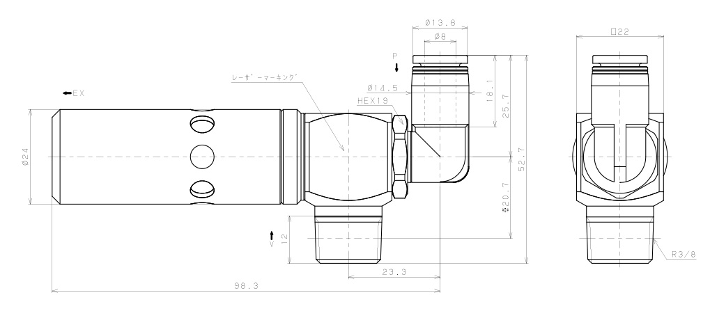 Bộ Tạo Chân Không Dòng VM - VC Pisco VCH15-038L_drawing