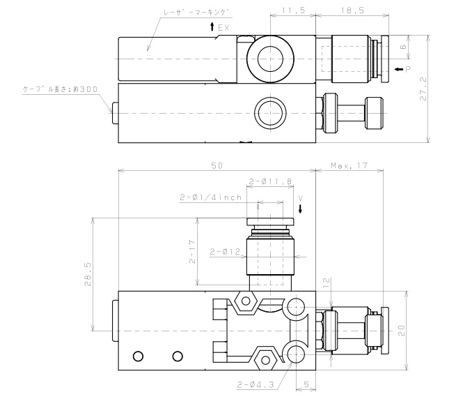 Bộ Tạo Chân Không Dòng VB Pisco VBH07-1/4-1/4S_drawing