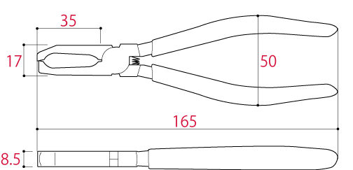 Kìm Bấm Dây Xích 165mm Tsunoda KT-802-1_drawing