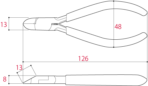 Kìm Cắt Điện Tử 126mm Tsunoda MN-125_drawing
