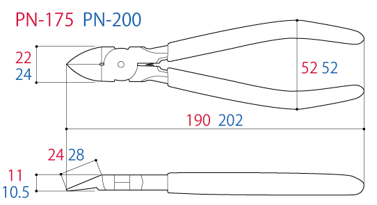 Kìm Cắt Nhựa 190mm Tsunoda PN-175_drawing