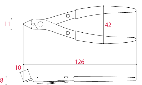 Kìm Cắt Mini 126mm Tsunoda MC-125_drawing
