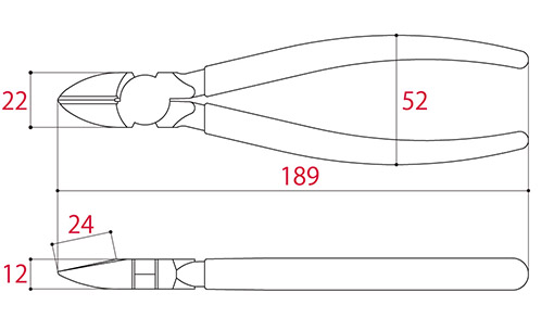 Kìm Cắt Cạnh 175 mm Tsunoda CN-175N_drawing