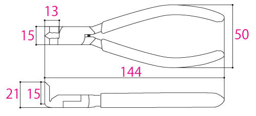 Kìm Cắt Góc 144mm(90°) Tsunoda AN-150B_drawing