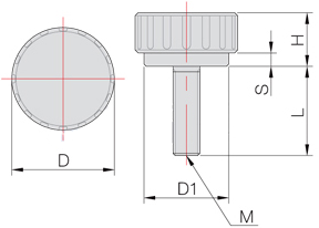 Núm Vặn Nhựa Tròn Ren Ngoài OD16 M3x10 NBK Dòng KDM_drawing