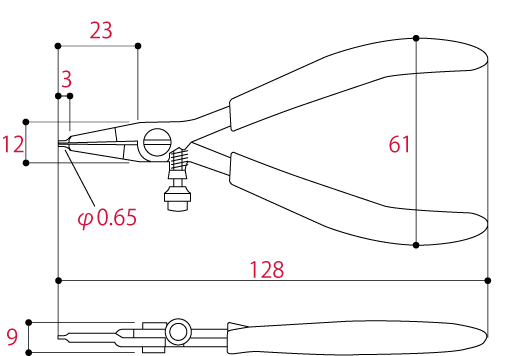 Kìm Mở Phe Mini 128mm Tsunoda MSE-125_drawing