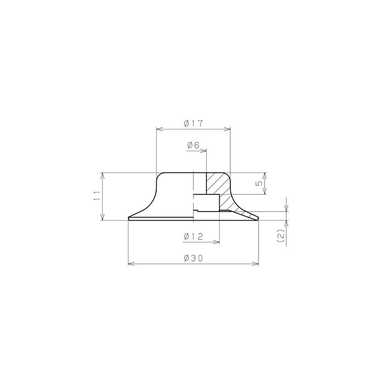 Đầu Nấm Hút Chân Không, Cao Su Nitrile (NBR), O.D 30 mm, Pisco VP30RN_drawing