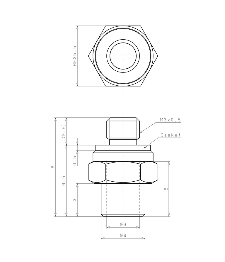 Bộ Nấm Hút Chân Không Và Giá Đỡ, Silicone, O.D 2 mm, Pisco VPE2RS-M3_drawing