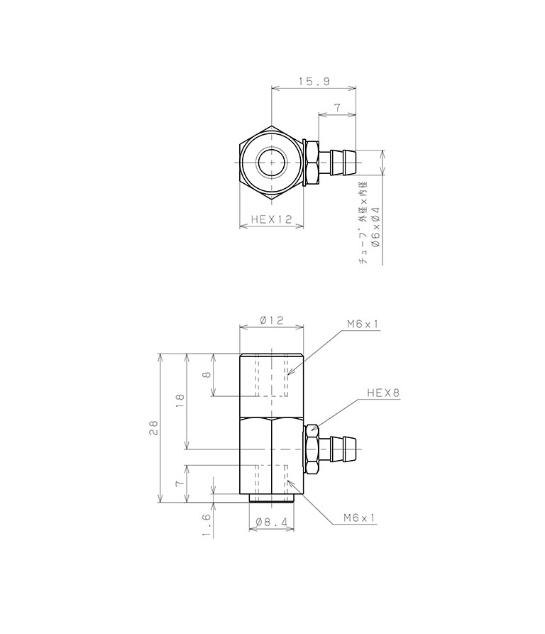 Bộ Nấm Hút Chân Không Và Giá Đỡ, Cao Su Nitrile (NBR), O.D 50 mm, Pisco VPB50RN-6B_drawing