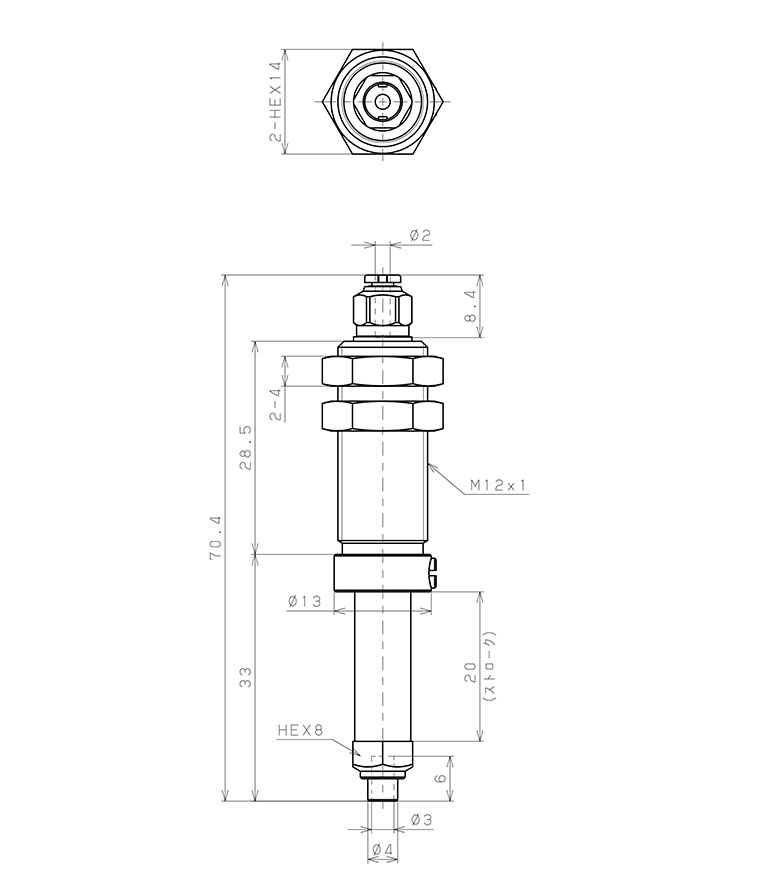 Bộ Nấm Hút Chân Không Và Giá Đỡ, Silicone Dẫn Điện, O.D 2 mm, Pisco VPC2-20RSE-2J_drawing