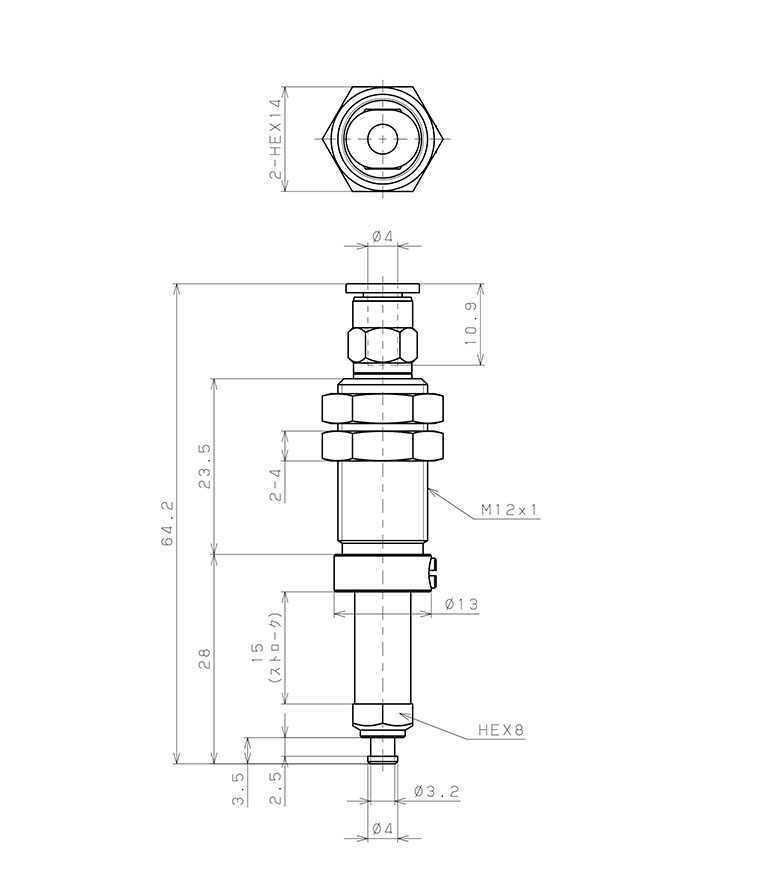 Bộ Nấm Hút Chân Không Và Giá Đỡ, Silicone, O.D 6 mm, Pisco VPC6-15RS-4J_drawing