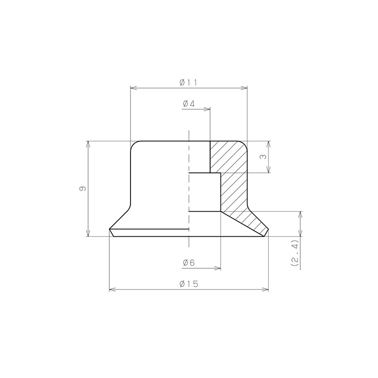 Đầu Nấm Hút Chân Không, Cao Su HNBR, O.D 15 mm, Pisco VP15RHN_drawing