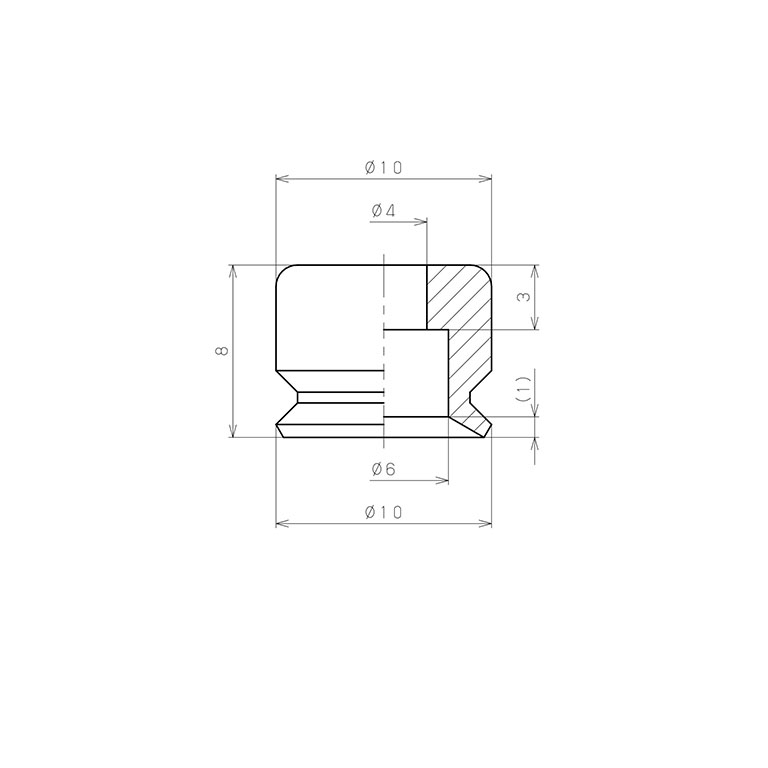 Đầu Nấm Hút Chân Không, Cao Su Urethane, O.D 10 mm, Pisco VP10RU_drawing