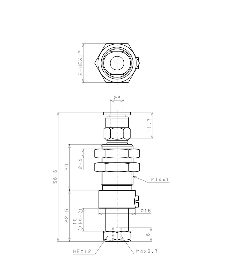 Bộ Nấm Hút Chân Không Và Giá Đỡ, Cao Su Nitrile (NBR), O.D 15 mm, Pisco VPC15-10RN-6J_drawing