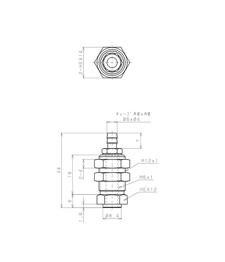 Bộ Nấm Hút Chân Không Và Giá Đỡ, Silicone, O.D 25 mm, Pisco VPA25RS-6B_drawing