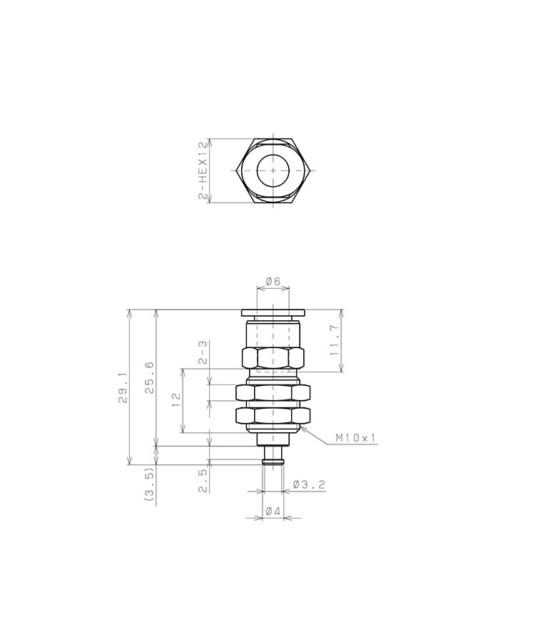 Bộ Nấm Hút Chân Không Và Giá Đỡ, Cao Su Nitrile (NBR), O.D 8 mm, Pisco VPA8RN-6J_drawing