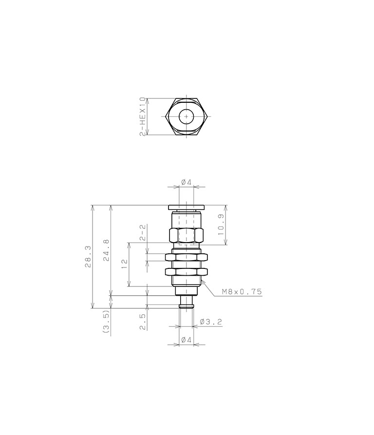 Bộ Nấm Hút Chân Không Và Giá Đỡ, Cao Su Nitrile (NBR), O.D 8 mm, Pisco VPA8RN-4J_drawing