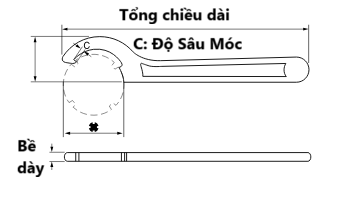 Cờ Lê Móc 45-52mm ASAHI FK0045N_drawing