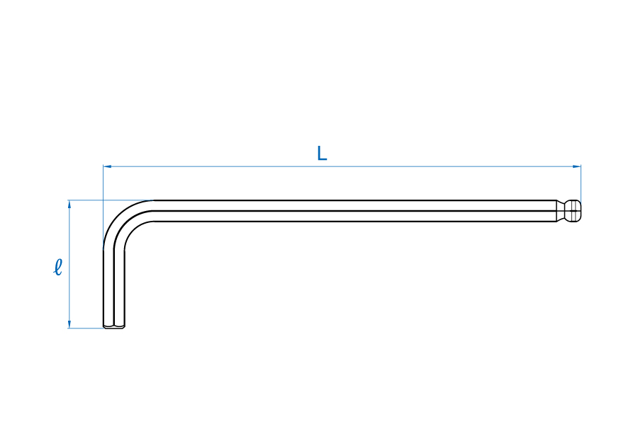 Cây Vặn Lục Giác Bi 3 mm Kingtony DL 112003_drawing