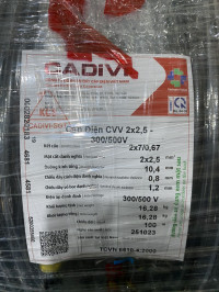 Cáp Điện Lực Hạ Thế Cadivi CVV 2x2.5 (2x7/0.67) 300/500V Màu Đen