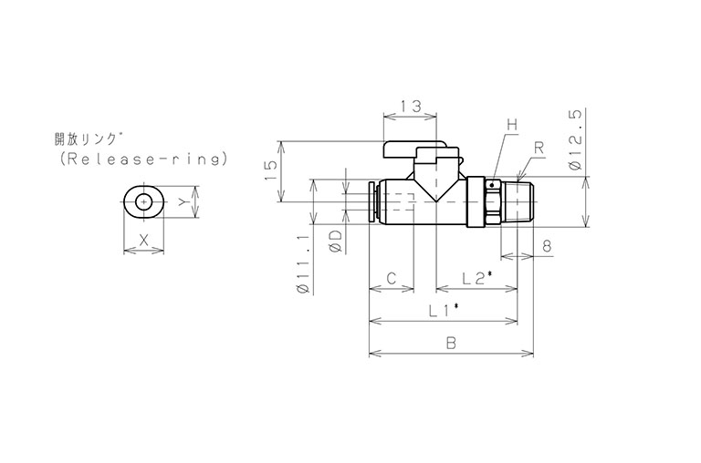 Van Bi Khí Nén, Loại Mini Pisco BVCN1-5/32U_drawing