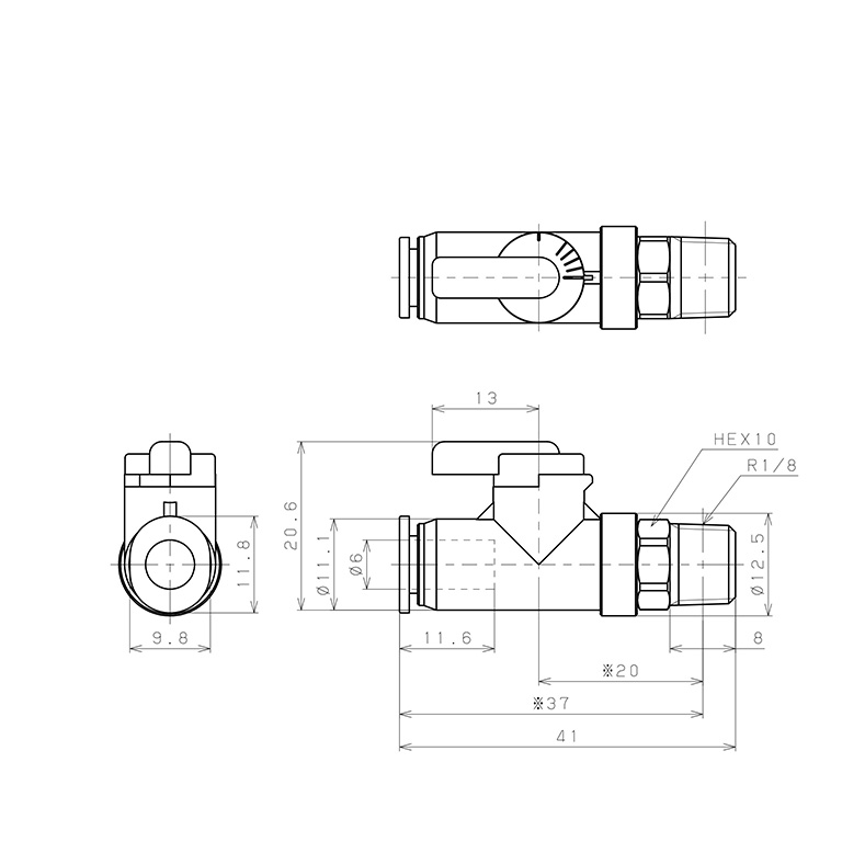 Van Bi Khí Nén, Loại Mini Pisco BVC01-6_drawing