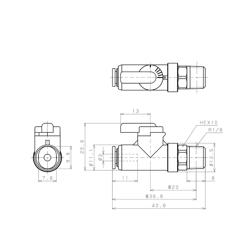 Van Bi Khí Nén, Loại Mini Pisco BVC01-3_drawing