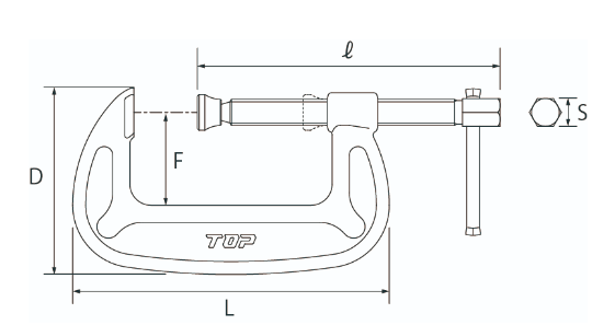 Hàm Kẹp Chữ C TOP KOGYO SC-100_drawing