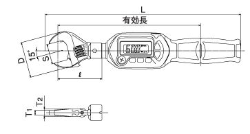 Cờ Lê Lực Hiển Thị Số Đầu Vặn Bánh Cóc 12 mm Top Kogyo DH060-12BN_drawing