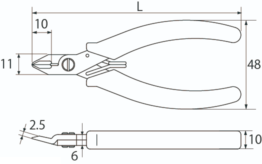 Kìm Cắt Điện Tử Không Gỉ Top Kogyo ENI-115_drawing